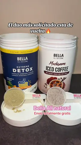 Mushroom Iced coffee y Detox Piña con envio gratis#icedcoffee #mushroomcoffee #detox #bellaallnatural #resultsmayvary 