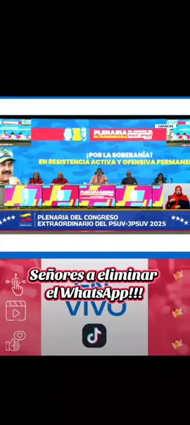 #creatorsearchinsighten  el presidente Nicolás Maduro mando a eliminar el WhatsApp y seremos felices, ya que forma parte de la guerra cognitiva , esto lo hizo saber  Durante la plenaria del congreso extraordinario del PSUV 