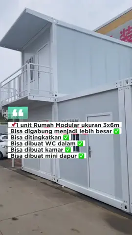 ✨ 1 unit rumah modular ukuran 3x6m bisa langsung jadi hunian impian! ✅ Bisa digabung lebih besar ✅ Bisa ditingkatkan ✅ Bisa dibuat kamar, WC dalam, bahkan mini dapur 💡 Solusi rumah modern, praktis, dan hemat budget! 📞 Info & pemesanan: 0895329782461 / 0895329782502 #rumahmodular #rumahminimalis #rumahmodern #rumahhemat #fyp 