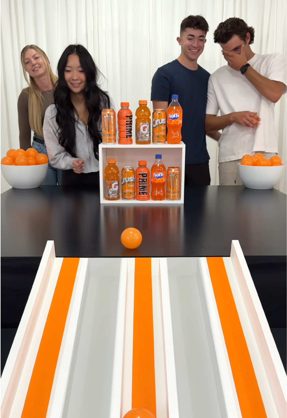 First to Match the Orange Drinks with a Twist! Girls vs Boys #family #game #challenge 