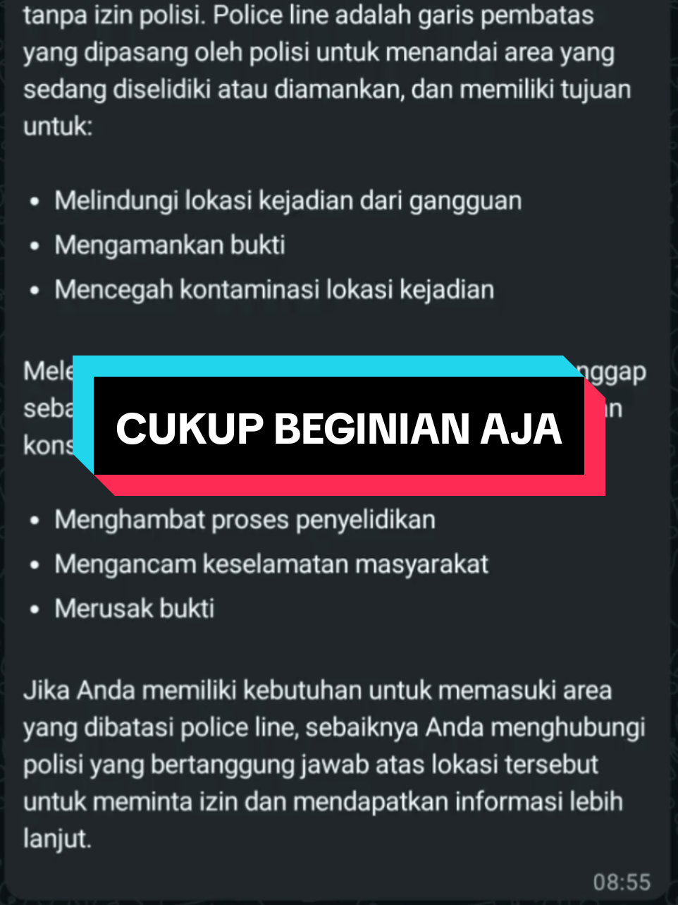 nggak perlu pake kitab kuhap untuk paham beginian..!! 