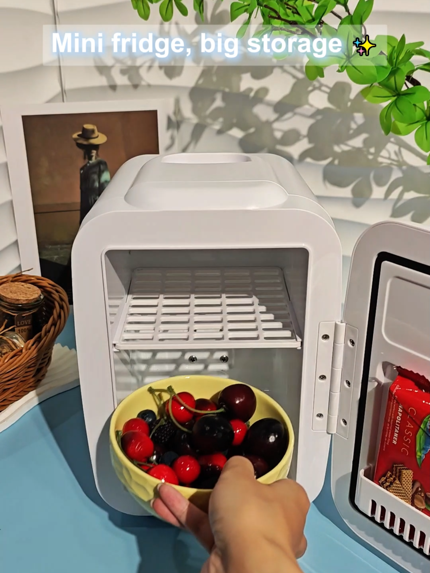 Should I put snacks or makeup in it? 💄🍎#Crownful #minifridge #tiktokmademebuyit #restock #fyp