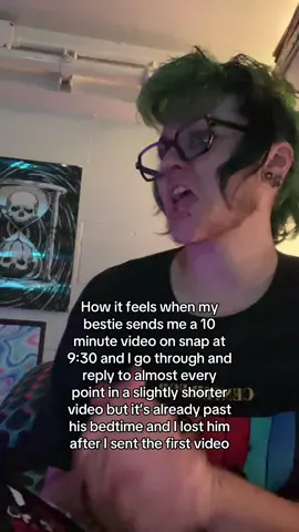“I gotta go to bed soon” No wait we’re having a conversation- /j I either get a reply 2 hours later or 18 😔 #notsosecretaccount #queer 