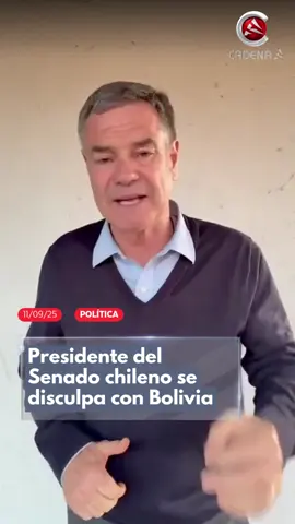 PRESIDENTE DEL SENADO CHILENO PIDE DISCULPAS A BOLIVIA  El presidente del Senado de #Chile, Manuel José Ossandón, pidió disculpas al pueblo bolivianos en un video, esto luego de las incendiarias  declaraciones de la diputada María Luisa Cordero, las cuales rayaron en la xenofobia. #noticias #CadenaA #noticiasbolivia #chilebolivia