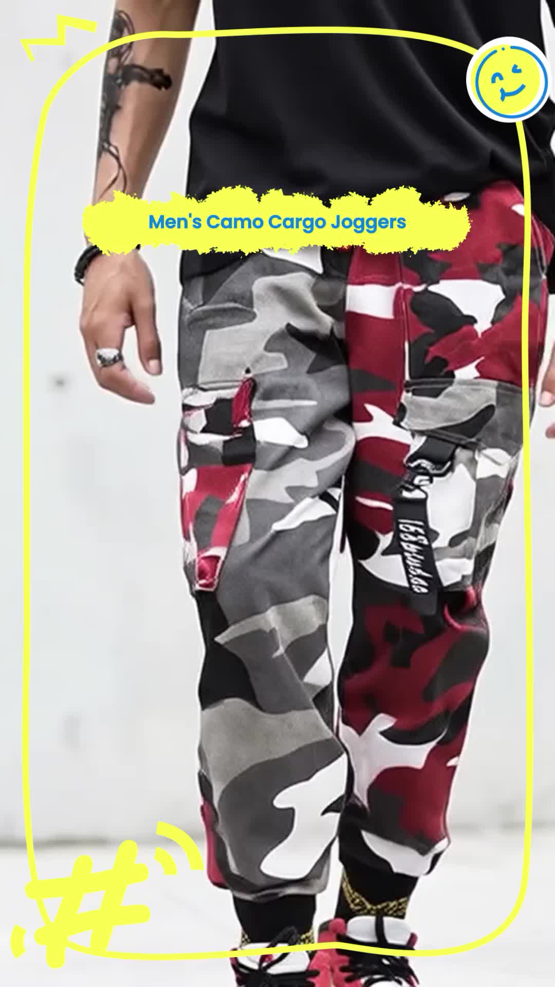 Mens Fashion Splice joggers pants hip hop Streetwear Camo pants Cargo pants #joggerpants #cargosweatpants #menpants #mensstreetwear #mensjoggers #proclubcargopants #sportpants #menscargopants #sportspants #streetwearmen