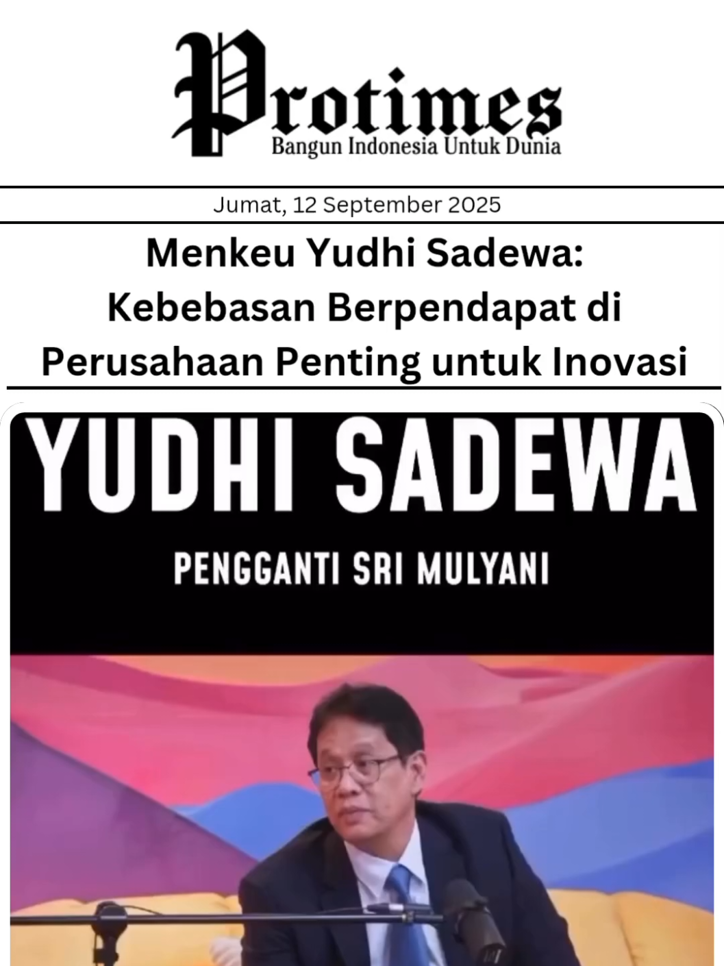 Purbaya Yudhi Sadewa, Menteri Keuangan, menegaskan bahwa kebebasan berpendapat di dalam perusahaan adalah hal penting demi terciptanya iklim kerja yang sehat dan inovatif. Menurutnya, karyawan harus diberikan ruang untuk menyampaikan ide, kritik, maupun masukan tanpa rasa takut, sehingga perusahaan bisa berkembang lebih adaptif terhadap tantangan zaman. Pernyataan ini disampaikan dalam sesi wawancara bersama @cxomedia di kanal YouTube dengan tajuk “LPS Diserang 3M Hacker?”. Selain membahas soal keamanan siber, Yudhi juga menekankan bahwa kolaborasi antar tim dan budaya keterbukaan merupakan fondasi penting dalam menjaga keberlangsungan organisasi di era digital. Selengkapnya di YouTube @cxomedia 🎥 Follow @protimes.co untuk update berita terbaru setia hari! #YudhiSadewa #LPS #KebebasanBerpendapat #CxOMedia #Perusahaan     