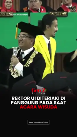 Rektor UI diteriaki ‘zi0niz’ saat di panggung pada saat acara wisuda #rektorui #universitasindonesia #wisudaui #genzpopbase #foryou 
