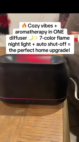 🔥 Cozy vibes + aromatherapy in ONE diffuser 🌙✨ 7-color flame night light + auto shut-off = the perfect home upgrade! #EssentialOilDiffuser #HomeDecorFinds #CozyHomeVibes #TikTokMadeMeBuyIt #RelaxingAtmosphere
