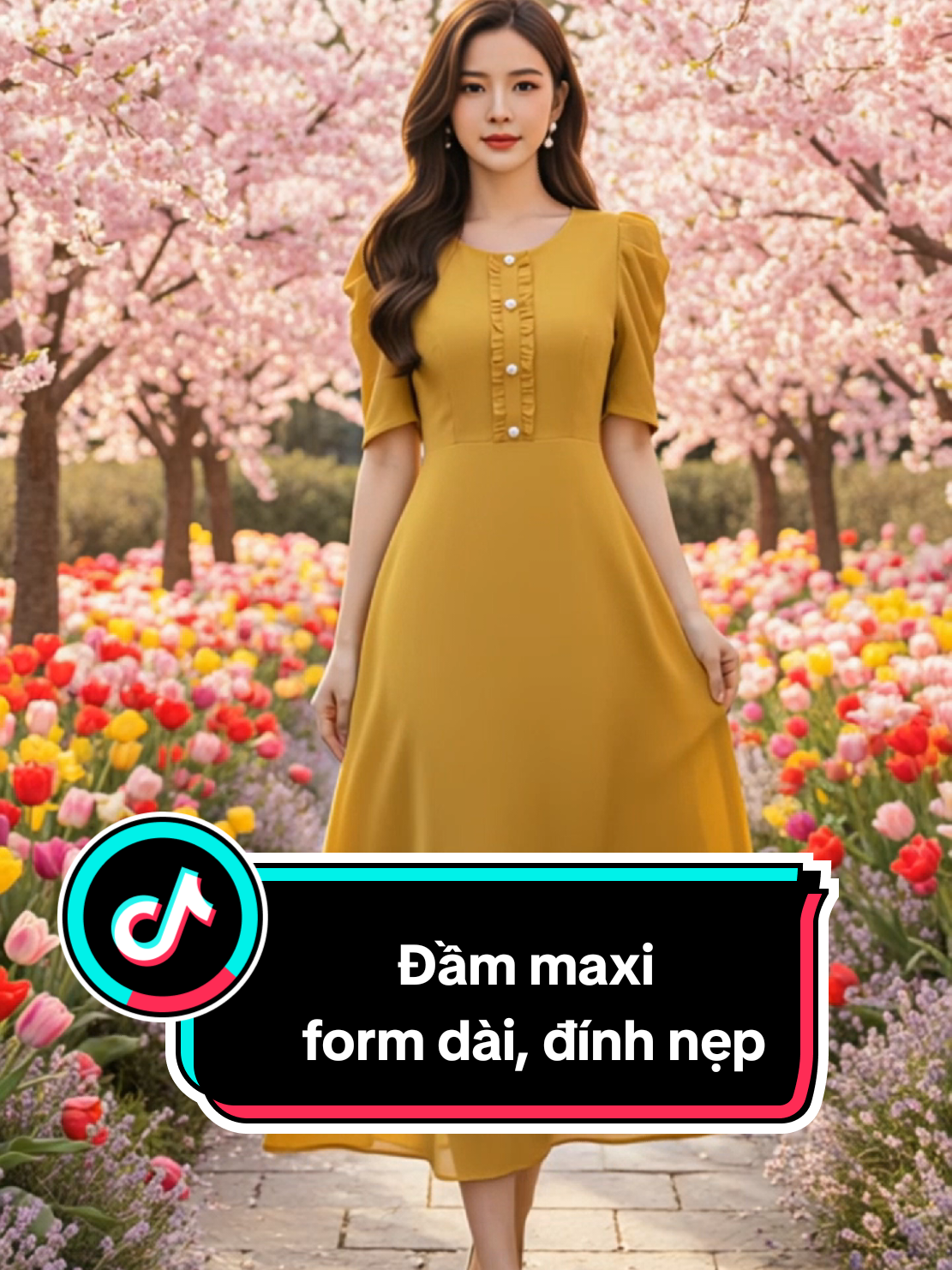 Đầm maxi form dài, đính nẹp, phối bèo. #linhlinhshop17 #dam #vay #dammaxi #vaymaxi 