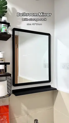 Multifunctional Bathroom Mirror with Rack #bathroommirror #bathroommirrorwithrack #bathroommakeover #mirror 