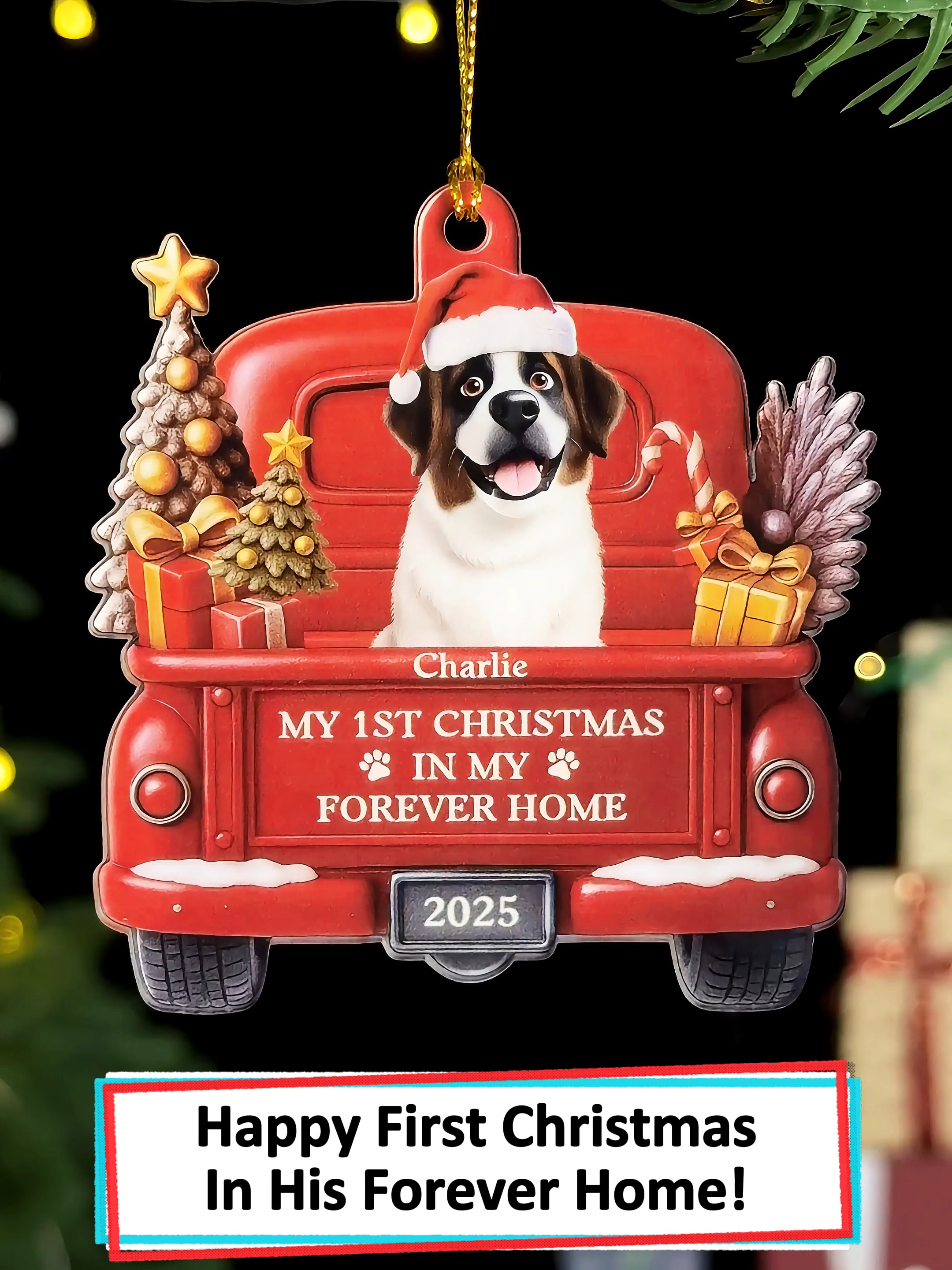 Make Christmas unforgettable with the acrylic ornament, honoring the happiness pets bring into every season 🎄🐾 #wanderprints #personalized #gifts #christmas  #doglover