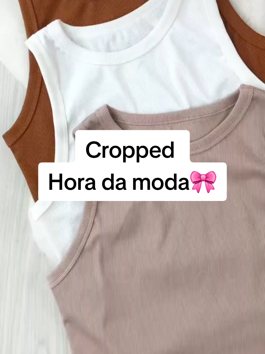 Cropped, regata básica em malha canelada #cropped #regata #moda #modafeminina 