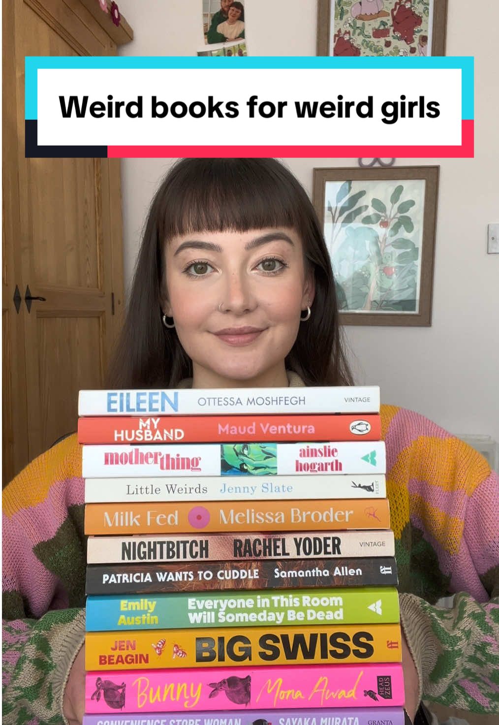weird books for weird people 🐸 let me know your fav weird books ?? #weirdgirlbooks #litficbooks #monaawad #otessamoshfegh #weirdbooksforweirdgirls  (weird books, bookrecs, unhinged books, weird girl books, female rage, mother rage, queer books, Nightbitch, Big Swiss, Convenience Store Woman, Patricia Wants To Cuddle, Bunny)
