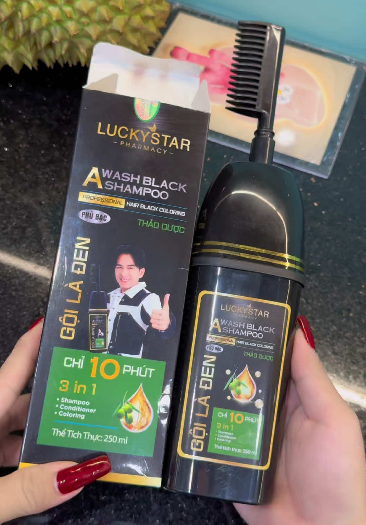 Dầu gội phủ bạc Thảo dược Luckystar gội là đen##emkieutaphoa##daugoiphubac##luckystar##daugoiphubacluckystar