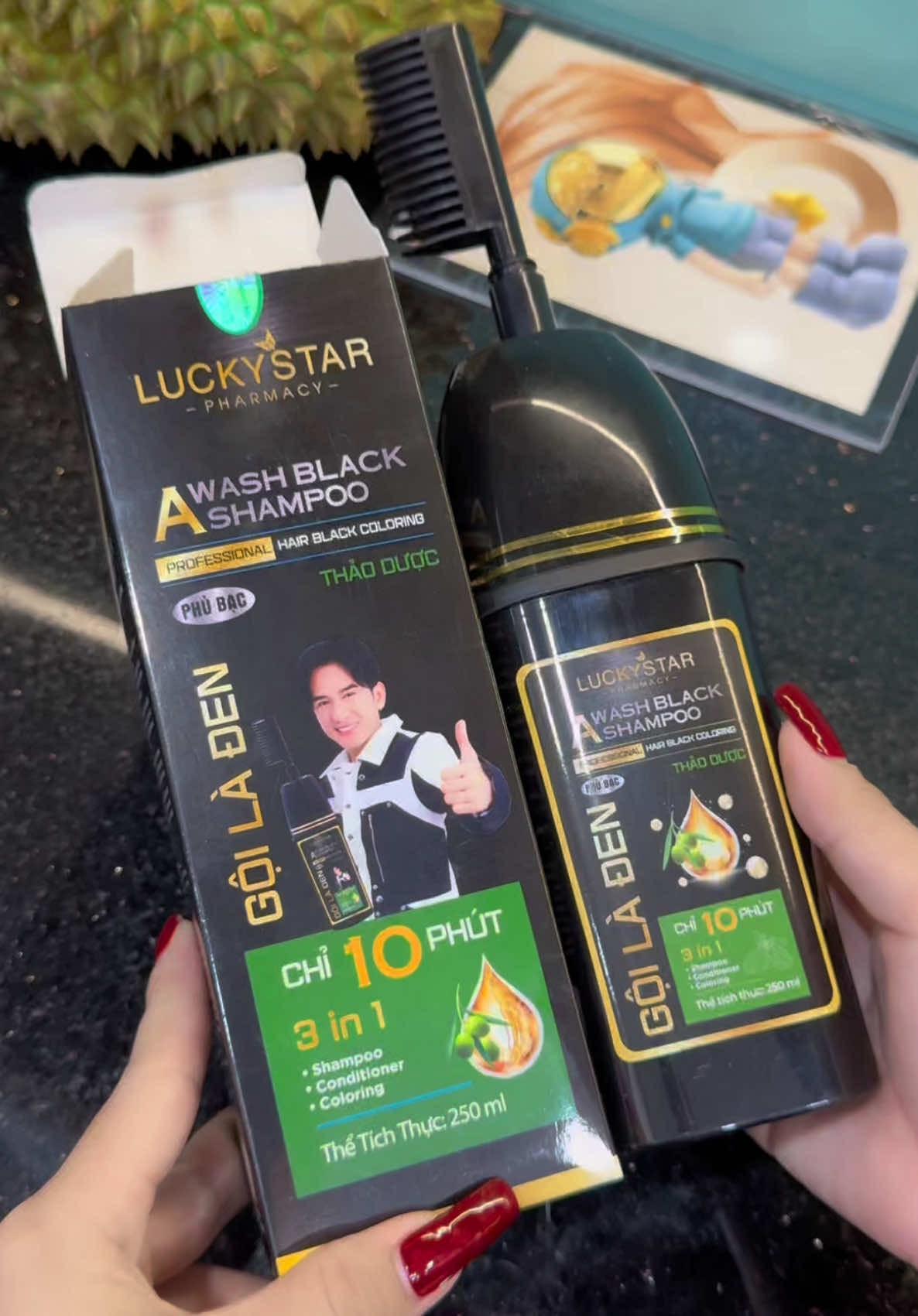 Dầu gội phủ bạc Thảo dược Luckystar gội là đen##emkieutaphoa##daugoiphubac##luckystar##daugoiphubacluckystar