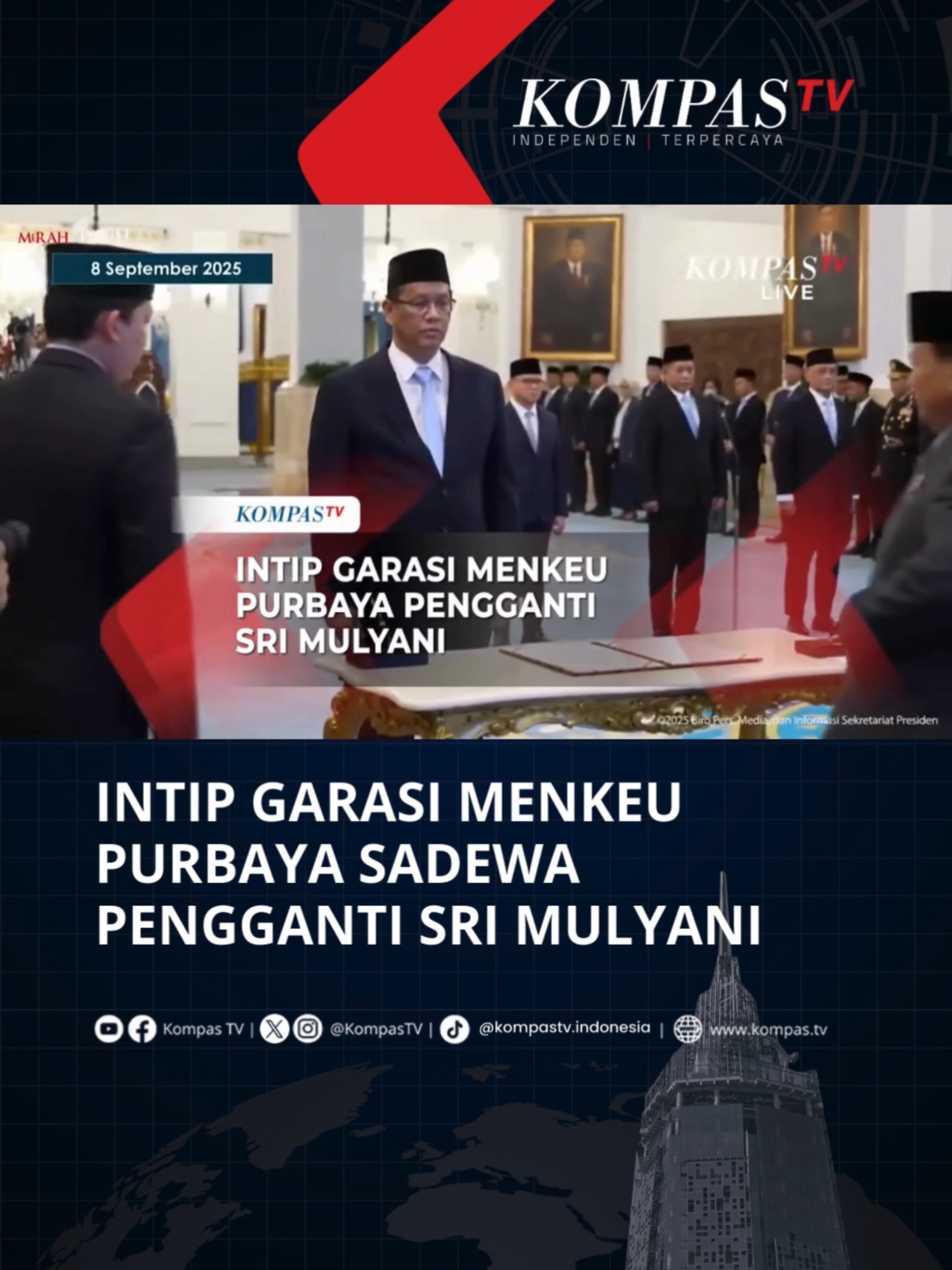 Menteri Keuangan pengganti Sri Mulyani, Purbaya Yudhi Sadewa tercatat melaporkan hartanya terakhir kali pada 11 Maret 2025. Laporan tersebut diserahkan saat Purbaya masih menjadi Ketua Dewan Komisioner LPS. Purbaya Yudhi Sadewa, mempunyai harta kekayaan senilai Rp39,2 miliar. Dilansir dari laman elhkpn.kpk.go.id, Purbaya mempunyai sejumlah aset tanah dan bangunan hingga kendaraan. Total aset kendaraan miliknya senilai Rp3.606.000.000 Tuliskan komentarmu dan dapatkan berita terkini lainnya di www.kompas.tv serta youtube.com/kompastv #SOROTKompasTV #TikTokBerita