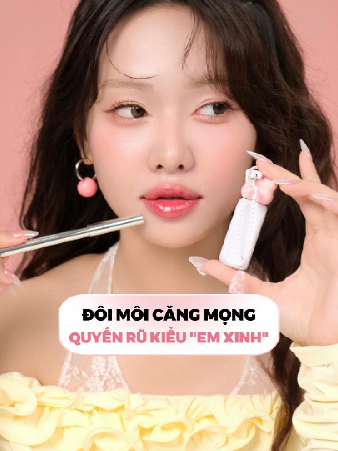 Em Xinh @yeolan__ lên combo Son Tint Bóng Gummy Lip Tint căng mọng kết hợp cùng Chì Kẻ Viền Môi Đa Năng tạo nên đầy đặn, quyến rũ siêu 