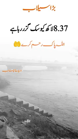 “دریائے چناب کا طوفانی گزراؤ: ۸٬۳۷۰۰۰ کیوسک بہاؤ نے منظر بدل دیے” ##ChenabFlood #HighWaterLevel #FloodAlert #RiverChenab #PakistanFloods 