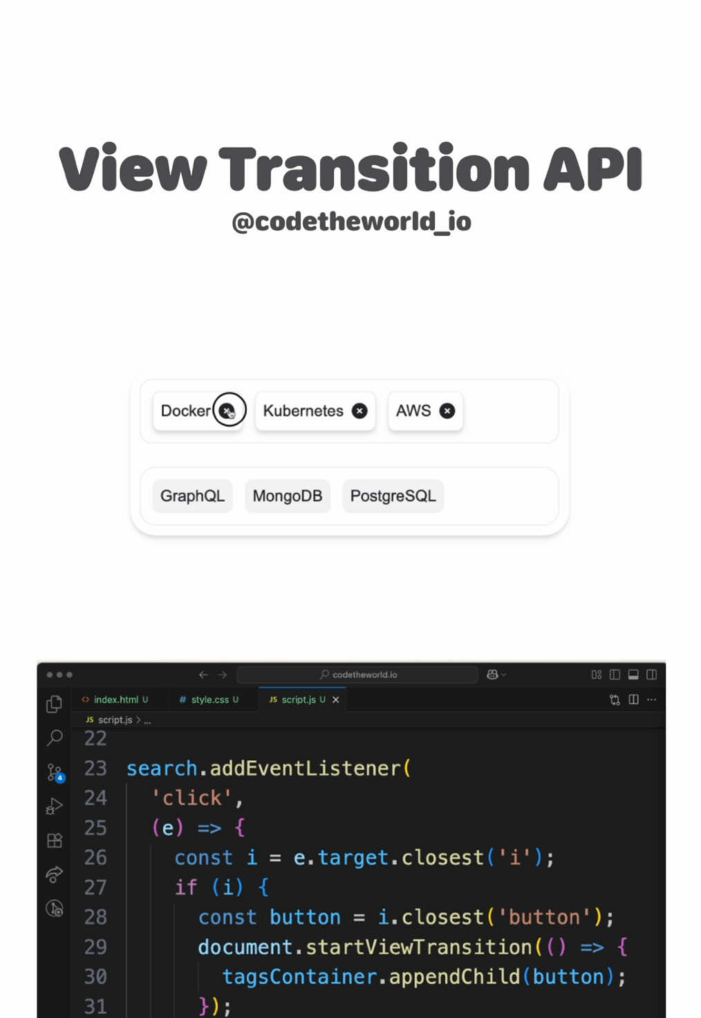 View Transition API #codetheworld #htmlcss #codingtutorial #javascript #api 