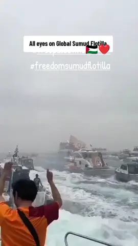 Allahu Akbar Kapal kemanusiaan Sumud Flotilla sedang menghampiri Gaza#freepalestine🇵🇸❤️ #duniapedulipalstine🇵🇸 #sumudflotillasavehumanity #creatorsearchinsights 