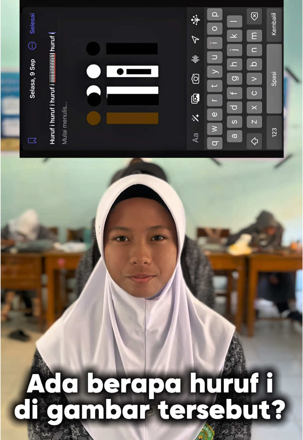 Ada berapa huruf i di gambar tersebut?  #icebreaking #asahmata #guru #siswa #tebaktebakan 