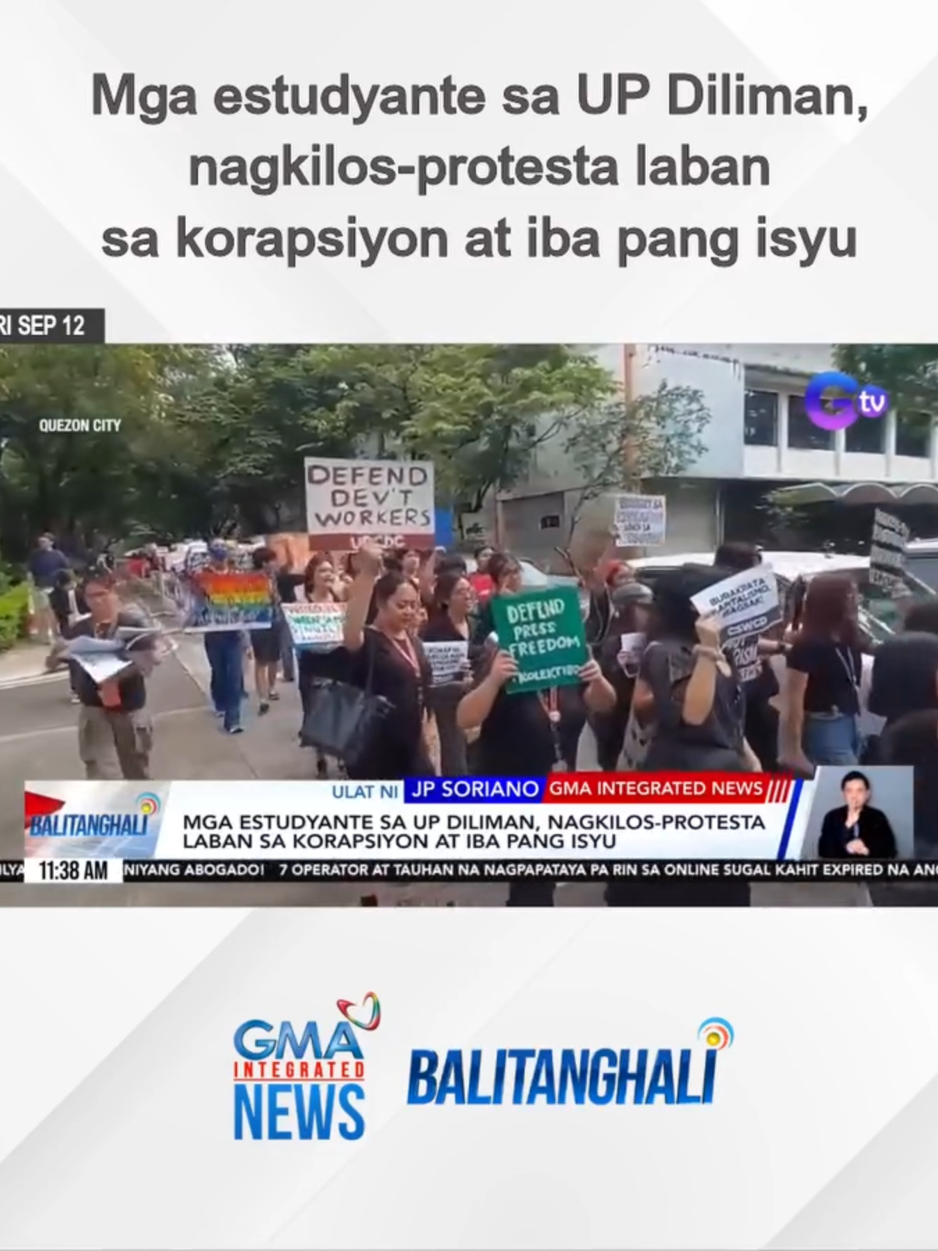 ICYMI: May mga kilos-protesta sa iba't ibang lugar ngayong Biyernes bilang pagtuligsa sa korapsiyon sa gobyerno, isa na rito ang 