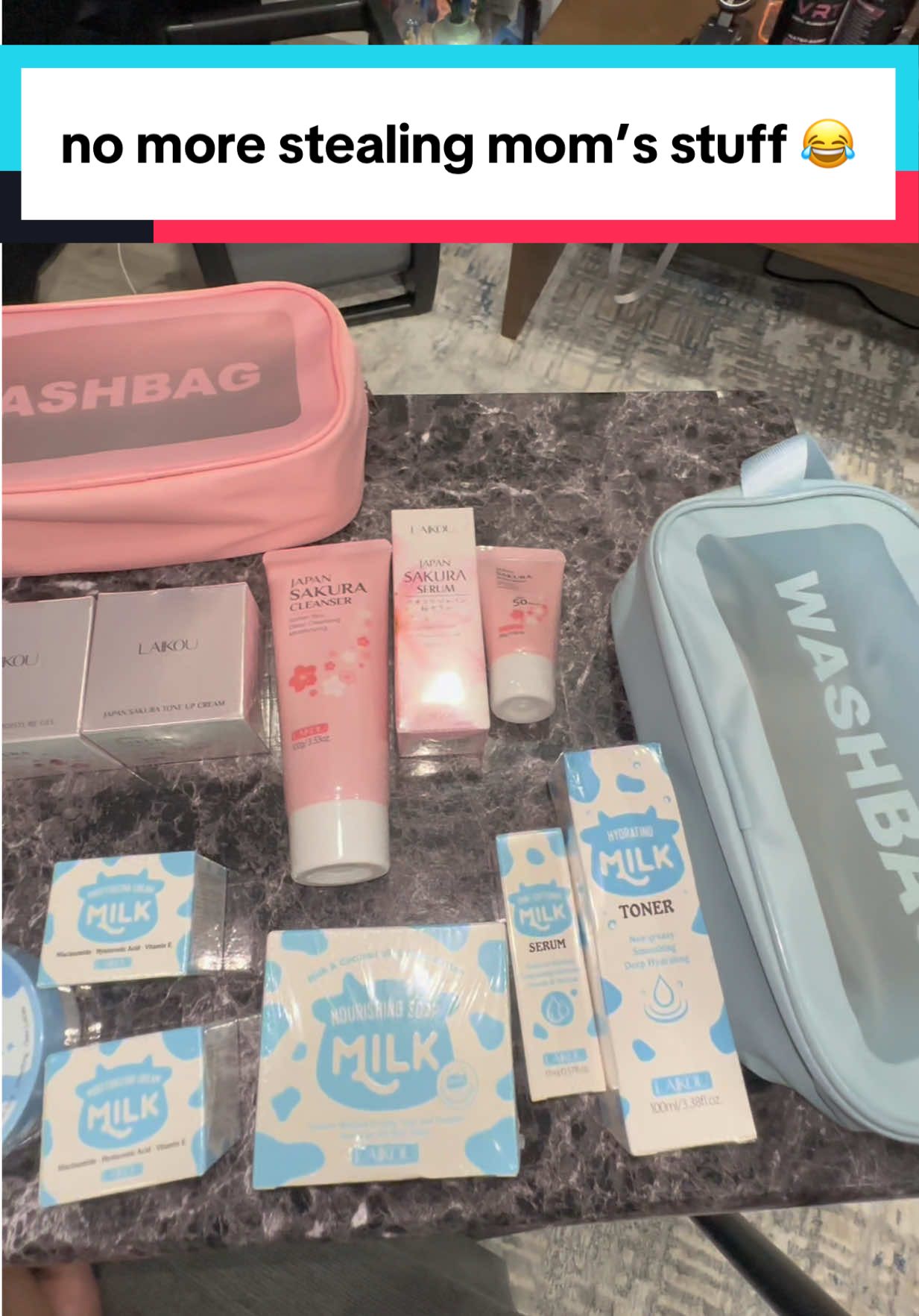 💗 she’s been “getting ready” with me every morning now 😭🧼 #skincareset #japaneseskincare #skincare #tiktokshopping #girls 