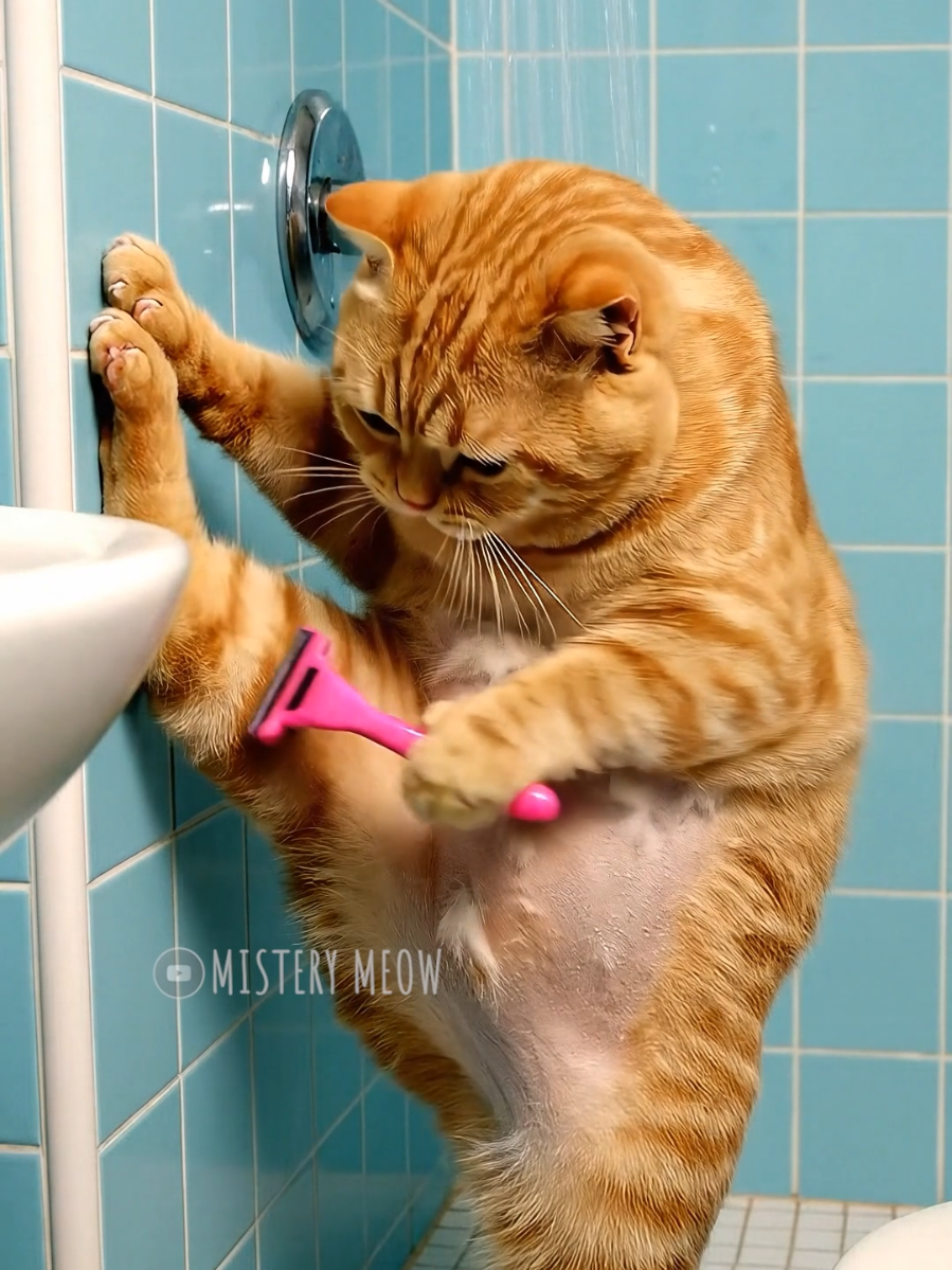 Preparing for a date cat bath 고양이 목욕 funny cute animal cat video #cat #catcomedy #funnycat #catvideo 