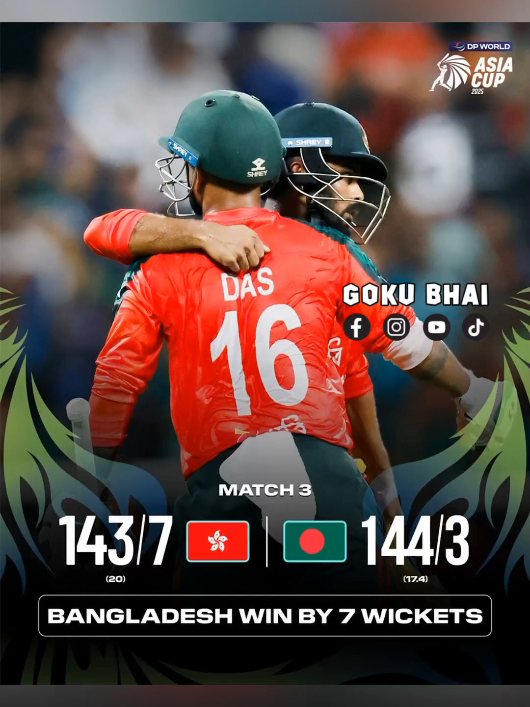 BAN vs HK Match 3 Asia Cup 2025 🤣😎 #banvshk #asiacup2025 #asiacup #gokubhai #bangladesh #hongkong