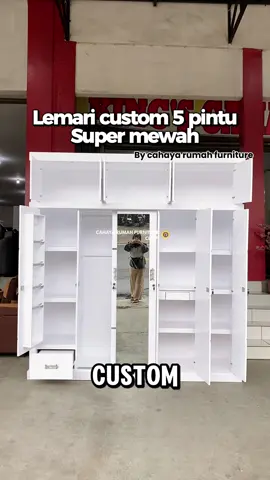 ✨ Lemari 5 pintu custom, space lega & desain bisa sesuai request! Mau warna, ukuran, atau modelnya diubah? Bisa banget 🤍 Cocok buat yang butuh penyimpanan ekstra tapi tetap estetik. Promo: Gratis Ongkir JABODETABEK KOTA, diluar daerah tersebut mohon chat admin terlebih dahulu.  Pembayaran boleh full di rumah setelah barang di terima (COD).   Cahaya Rumah juga menjual lemari pakaian, sofabed, meja rias, bufet, dan meja makan.   Toko Offline:  Cahaya Rumah Furniture memiliki 7 toko offline Buka setiap hari mulai pukul 08.00 - 17.00 WIB  •⁠ ⁠(CR) Cahaya Rumah Tajur, Kota Bogor (Pusat)  •⁠ ⁠CR Cabang Gunung Batu Loji, Kota Bogor  •⁠ ⁠CR Cabang Leuwiliang, Kabupaten Bogor  •⁠ ⁠CR Cabang Jalan Baru, Kota Bogor  •⁠ ⁠CR Cabang Bojonggede, Kabupaten Bogor  •⁠ ⁠CR Cabang Cimande, Kabupaten Bogor  •⁠ ⁠CR Cabang Ciawi, Kota Bogor  #fyp #furniturebogor #cahayarumahfurniture #custombarangdichina #belifurnituredibogor #mebelbogor #perlengkapanrumah #buffet #sofamewah #jabodetabek #modern #aestheticfurniture Promo: Gratis Ongkir JABODETABEK KOTA, diluar daerah tersebut mohon chat admin terlebih dahulu.  Pembayaran boleh full di rumah setelah barang di terima (COD).   Cahaya Rumah juga menjual lemari pakaian, sofabed, meja rias, bufet, dan meja makan.   Toko Offline:  Cahaya Rumah Furniture memiliki 7 toko offline Buka setiap hari mulai pukul 08.00 - 17.00 WIB  •⁠ ⁠(CR) Cahaya Rumah Tajur, Kota Bogor (Pusat)  •⁠ ⁠CR Cabang Gunung Batu Loji, Kota Bogor  •⁠ ⁠CR Cabang Leuwiliang, Kabupaten Bogor  •⁠ ⁠CR Cabang Jalan Baru, Kota Bogor  •⁠ ⁠CR Cabang Bojonggede, Kabupaten Bogor  •⁠ ⁠CR Cabang Cimande, Kabupaten Bogor  •⁠ ⁠CR Cabang Ciawi, Kota Bogor  #fyp #furniturebogor #cahayarumahfurniture #custombarangdichina #belifurnituredibogor #mebelbogor #perlengkapanrumah #buffet #sofamewah #jabodetabek #modern #aestheticfurniture