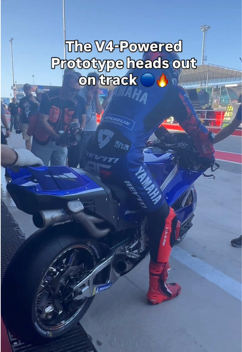 The first roar of the Yamaha V4-Powered Prototype 👹💙 #PlanV | #TheBlueShift | #YamahaFactoryRacing | #MotoGP | #YamahaMotoGP 