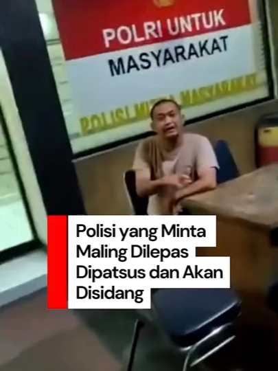 Seorang anggota Polsek Cikarang Utara, Kabupaten Bekasi, viral karena menyarankan untuk melepas terduga maling sepeda motor yang sudah diamankan warga. Anggota tersebut kini sudah ditahan di Propam Polda Metro Jaya. Polisi tersebut menjalani penempatan khusus (patsus) dan akan segera menjalani sidang etik. Creator: Cariss Nayla