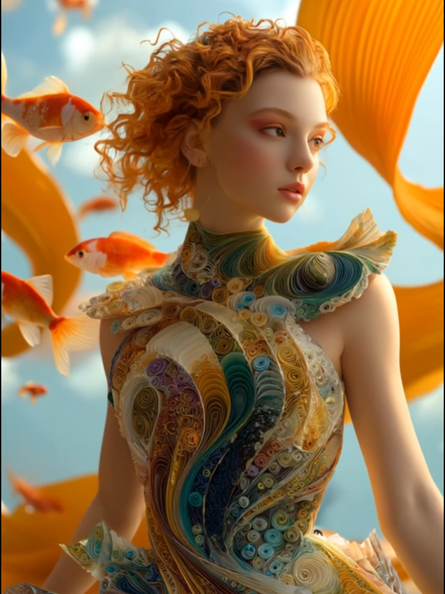 🌈👗 Paper Quilling Dreams: Futuristic Couture Unveiled ✨🎨 #aiart #enchantedfantasies #paperquilling #fashion #fantasyvibes #fyp
