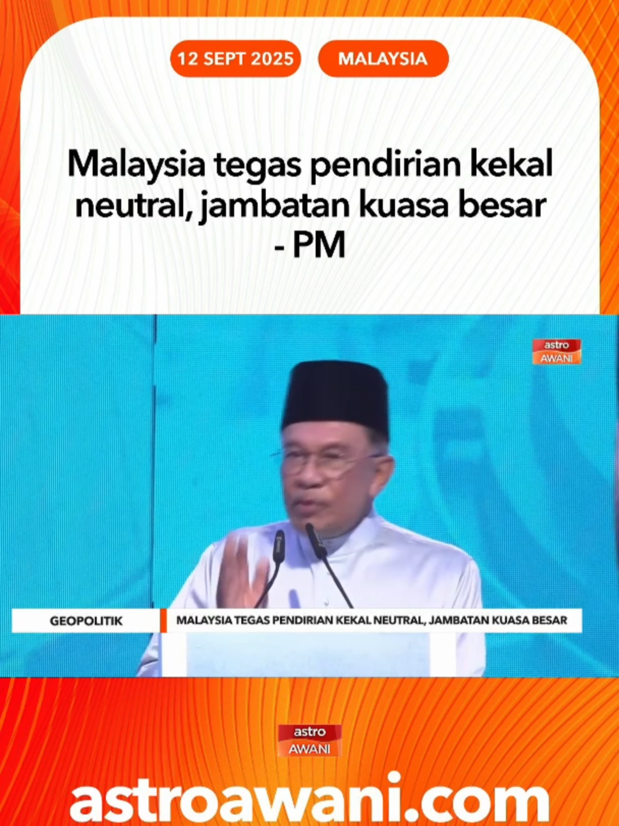 Perdana Menteri, Datuk Seri Anwar Ibrahim berkata, ASEAN kini kekal sebagai blok penting yang memberi ruang kepada Malaysia untuk mengimbangi kepentingan kuasa besar tanpa terjebak dalam blok politik yang bercanggah. #AWANInews