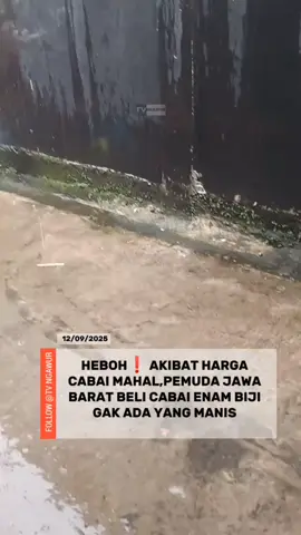 HEBOH ❗ AKIBAT HARGA CABAI MAHAL, PEMUDA JAWA BARAT BELI CABAI ENAM BIJI GAK ADA YANG MANIS. Jum'at (12/09/2025) akibat harga cabai mahal, pemuda asal Jawa berat membeli cabai enam biji di tukang sayur,namun apalah daya setelah di coba ternyata cabai tersebut gak ada yang manis. #viral #beritaviral #beritatiktok #beritaterkini #fyp 