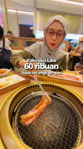 Makan set lengkap Yakiniku Like cuma 60 ribuan ! Caranya: -klik lokasi Yakiniku Like yang warna hijau di video ini -lalu muncul voucher Yakiniku Like -pilih voucher nya -klik beli dan selesaikan pembayaran  -cek voucher di tab pesanan -lalu tunjukkan QR code ke kasir di outlet Yakiniku Like *Voucher berlaku di outlet tertentu, kuota voucher terbatas* #septemberkulinerceria #promomakangajian  #meago #gmvuplift #paydaypartywithmeago 