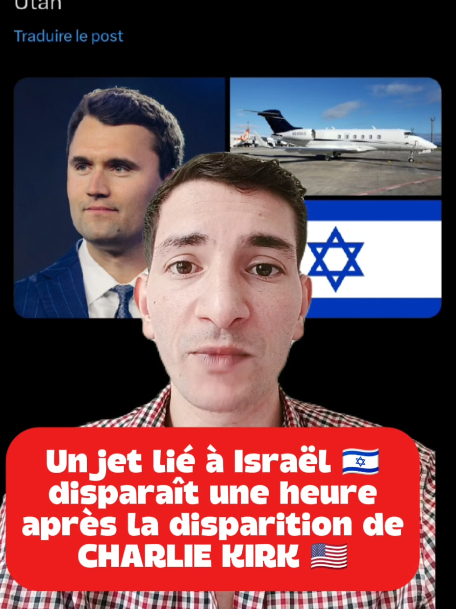 Charlie Kirk : un jet lié à un donateur pro-Israël s’efface des radars après sa mort Nouveau rebondissement dans l’affaire Charlie Kirk : selon des éléments circulant sur les réseaux et des premières vérifications, un jet privé a décollé de l’aéroport de Provo (à ~12 minutes de l’Utah Valley University) environ une heure après la mort de Charlie Kirk — et il aurait désactivé son système de localisation peu après le départ. Le propriétaire identifié du jet : Derek Maxfield, riche donateur connu pour son soutien au Chabad Lubavitch de l’Utah. Contexte : Deux semaines avant sa mort, Charlie Kirk aurait refusé une invitation de Benjamin Netanyahou à se rendre en Israël ; il subissait aussi, selon plusieurs témoins, de fortes pressions médiatiques pro-israéliennes. Dans la foulée, Netanyahou est intervenu publiquement sur Newsmax pour nier toute implication d’Israël, et a comparé les accusations à… l’Holocauste — une déclaration qui a choqué de nombreux observateurs. Ce qu’il faut retenir : ➡️ Les pièces commencent à s’empiler — timing du jet, lien avec un donateur influent, pressions antérieures — mais aucune conclusion définitive n’a été établie par les autorités. ➡️ Ces informations sont en cours de vérification ; plusieurs éléments proviennent de témoignages et de flux non confirmés. ➡️ Si certains liens se confirment, l’affaire pourrait prendre une toute autre dimension géopolitique et médiatique. 🚨🇺🇸🇮🇱 BREAKING: A PRIVATE JET DISABLED it's location monitoring system while departing from Provo Airport (12 minutes from Utah Valley University) one hour after CHARLIE KIRK was ASSASSINATED The jet is owned by Derek Maxfield, a wealthy donor to the Chabad Lubavitch of Utah Mention légale / précision : éléments partiels, non confirmés par une enquête officielle au moment de la publication. #charliekirk #israel #international 