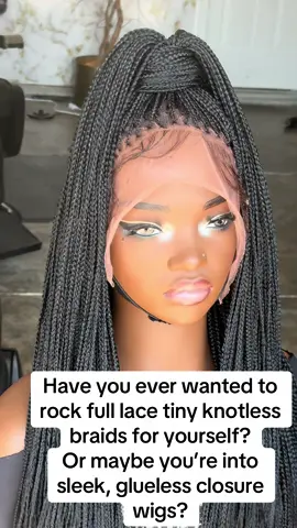 Have you ever wanted to rock full lace tiny knotless braids for yourself? Or maybe you’re into sleek, glueless closure wigs? Either way, you need to check this out — pure beauty and convenience in one! 	•	#wig 	•	#wigs 	•	#wiginstall 	•	#wigtok 	•	#lacewigs 	•	