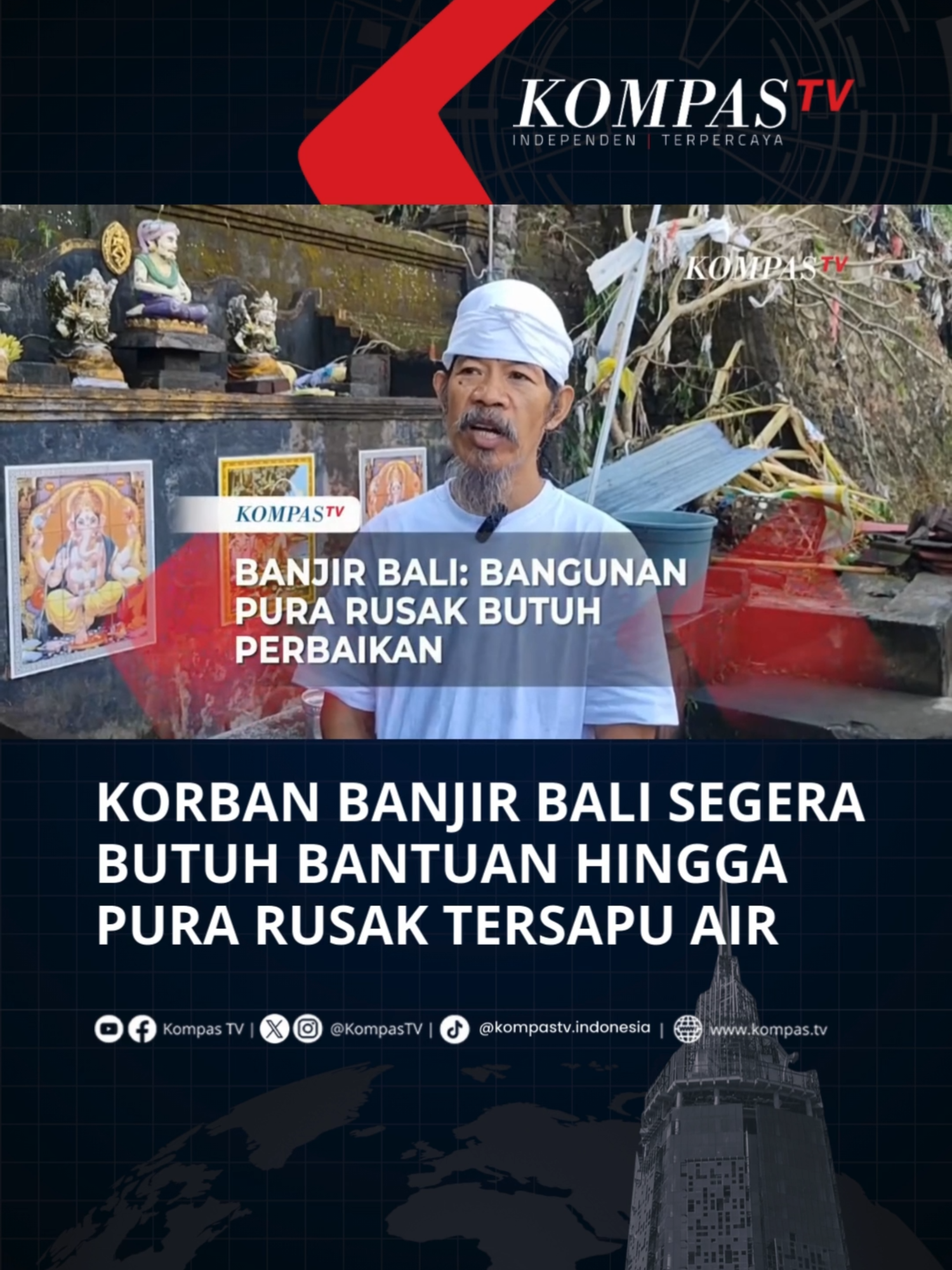 Setelah banjir yang menghempas Bali Rabu, 10 September 2025. Para korban banjir membersihkan kediaman mereka yang sebagiannya runtuh dan terendam lumpur. Termasuk warga yang tinggal di Desa Dauh, Puri Kaja Denpasar Utara, Bali. Kepada awak media Jumat, 12 September 2025 mereka mengungkapkan segera membutuhkan bantuan pakaian dan perbaikan bangunan rumah. Ia juga sebut sekitar 9 pura yang rusak akibat banjir dan berharap pemerintah segera melakukan perbaikan. Tuliskan komentarmu dan dapatkan berita terkini lainnya di www.kompas.tv serta youtube.com/kompastv #SOROTKompasTV #TikTokBerita