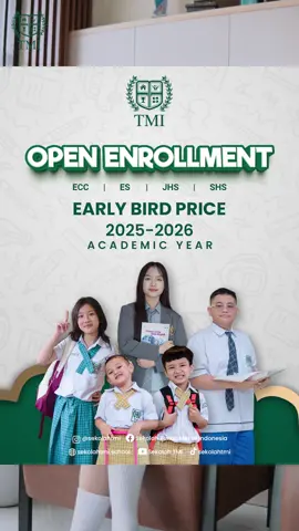 ✨ We’re Open for Enrollment! ✨ Discover a place where students grow with knowledge, creativity, and character — Sekolah TMI is now accepting new students for the upcoming academic year! 🎓🌿 📅 Mark Your Calendar! Join us at our Open House on September 15–19, 2025. Don’t miss this opportunity to explore the vibrant learning environment of Sekolah TMI. 💡📚  #sekolahtmi #sekolahtunasmekarindonesia #openhouse #fyp #studentslife 