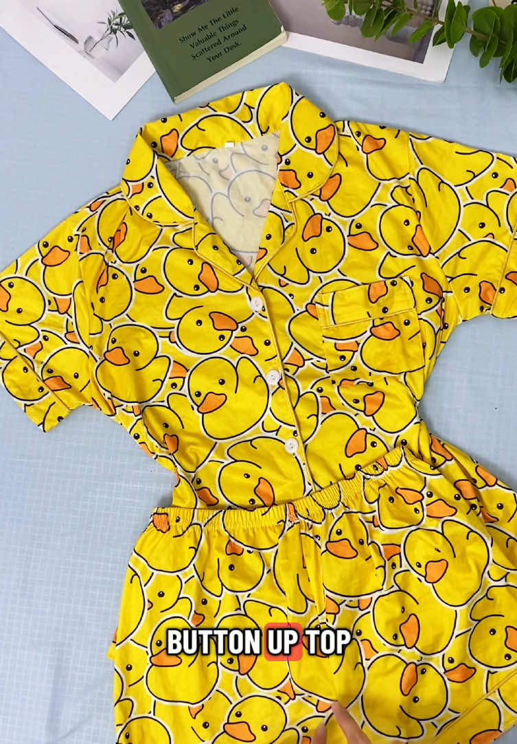 Sweet dreams start with the perfect PJs ✨ This yellow duck set is playful yet elegant. #DuckPrint  #CutePajamas  #CozyVibes  #SleepwearSet  #StayComfy  #TikTokMadeMeBuyIt  #LoungeWearGoals  #SoftAndStylish  #DailyComfort  #NightwearFashion