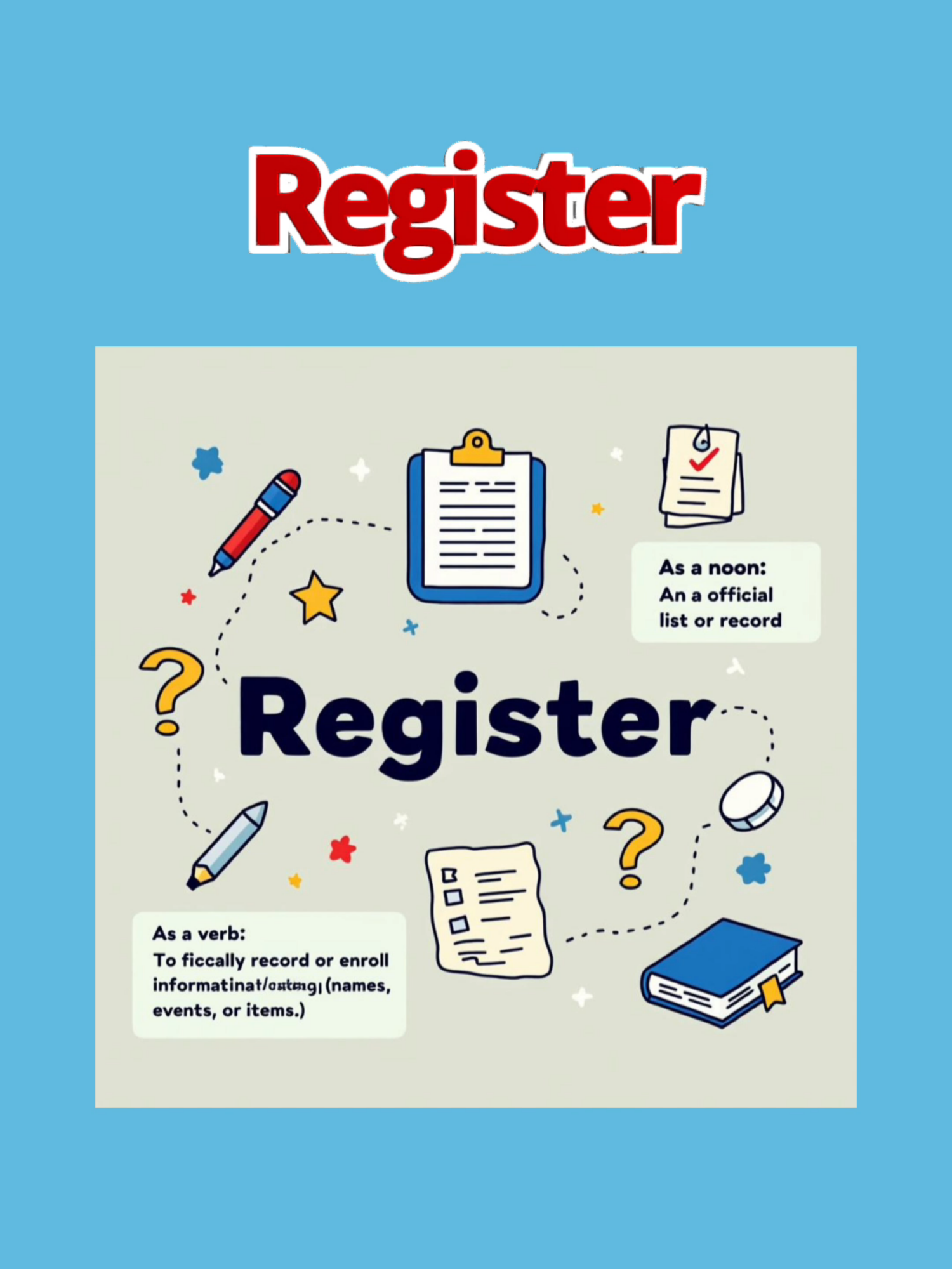 Improve English Vocabulary : Learn the Word ‘Register' #learnenglish #vocabularybuilding #englishlearning #languageskills #speakenglish #englishteacher #expandyourvocabulary #improveyourenglish #listeningskills #englishlistening #fyp #Register