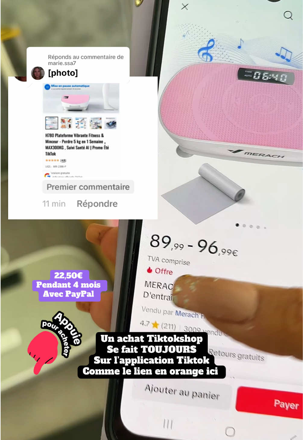 Réponse à @marie.ssa7 Malheureusement aujourd’hui c’est extrêmement facile de faire ce type de site. Je vous invite à passer par Tiktokshop pour être sûre de bien recevoir votre produit d’avoir le suivi en détail et un SAV de qualité. #tiktokshopfrance #merach #sportlover #sportstiktok 
