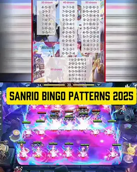 SANRIO BINGO PATTERNS 2025, 4-6 PATTERNS #MCGG #MagicChessGoGo #MRSS3 #MCGGRisingStars #mobilelegends #MLBB #foryoupage #fyp 