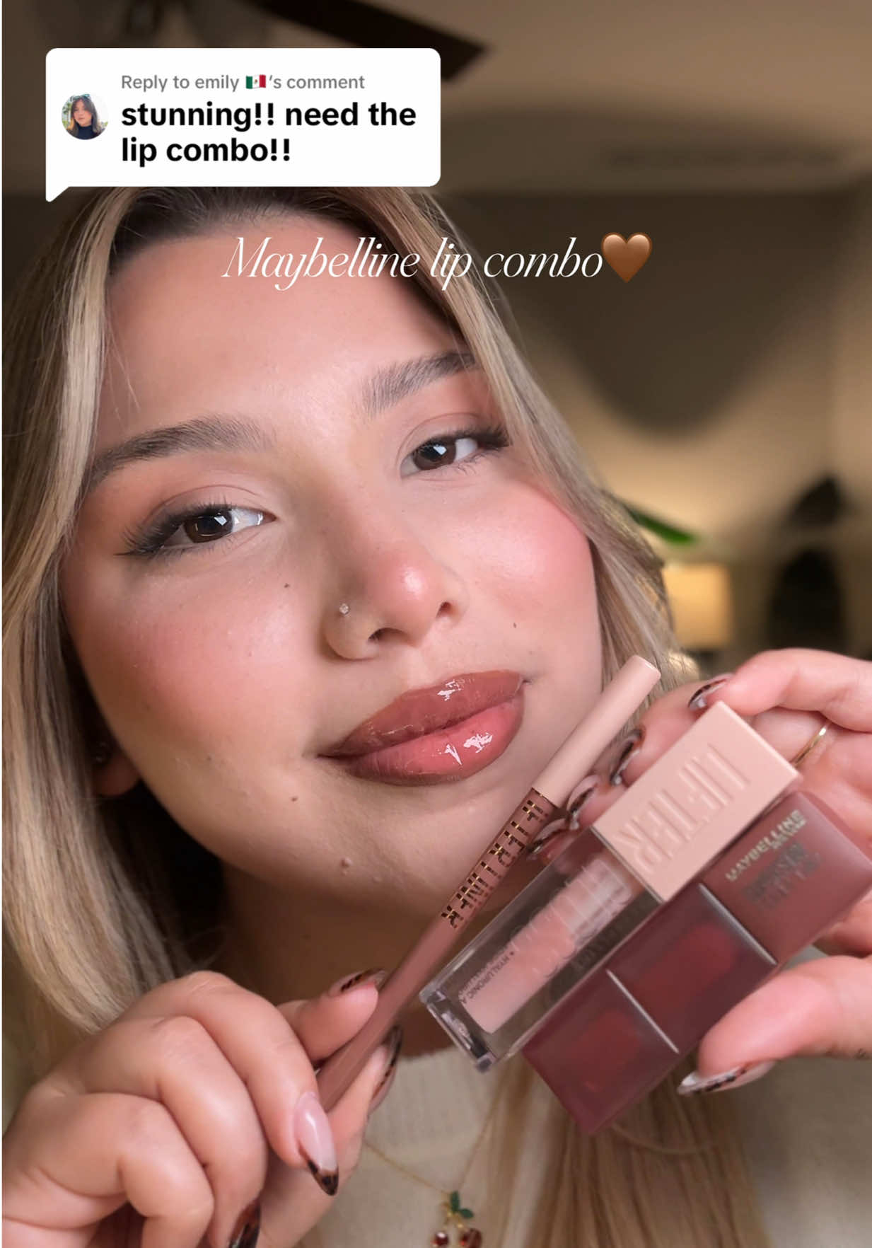 Replying to @emily 🇲🇽 one of my fall lip combo✨🤎🍂  @Maybelline NY 