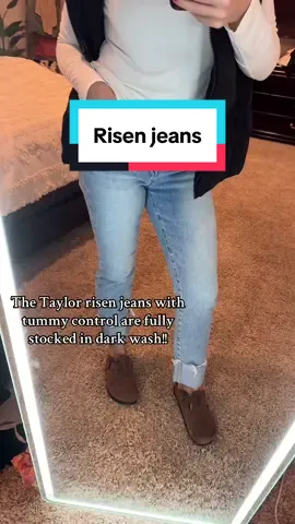 Risen jeans with tummy control #risenjeans #stretchyjeans #fallfashion #cuteoutfits @Wild Oak Boutique 