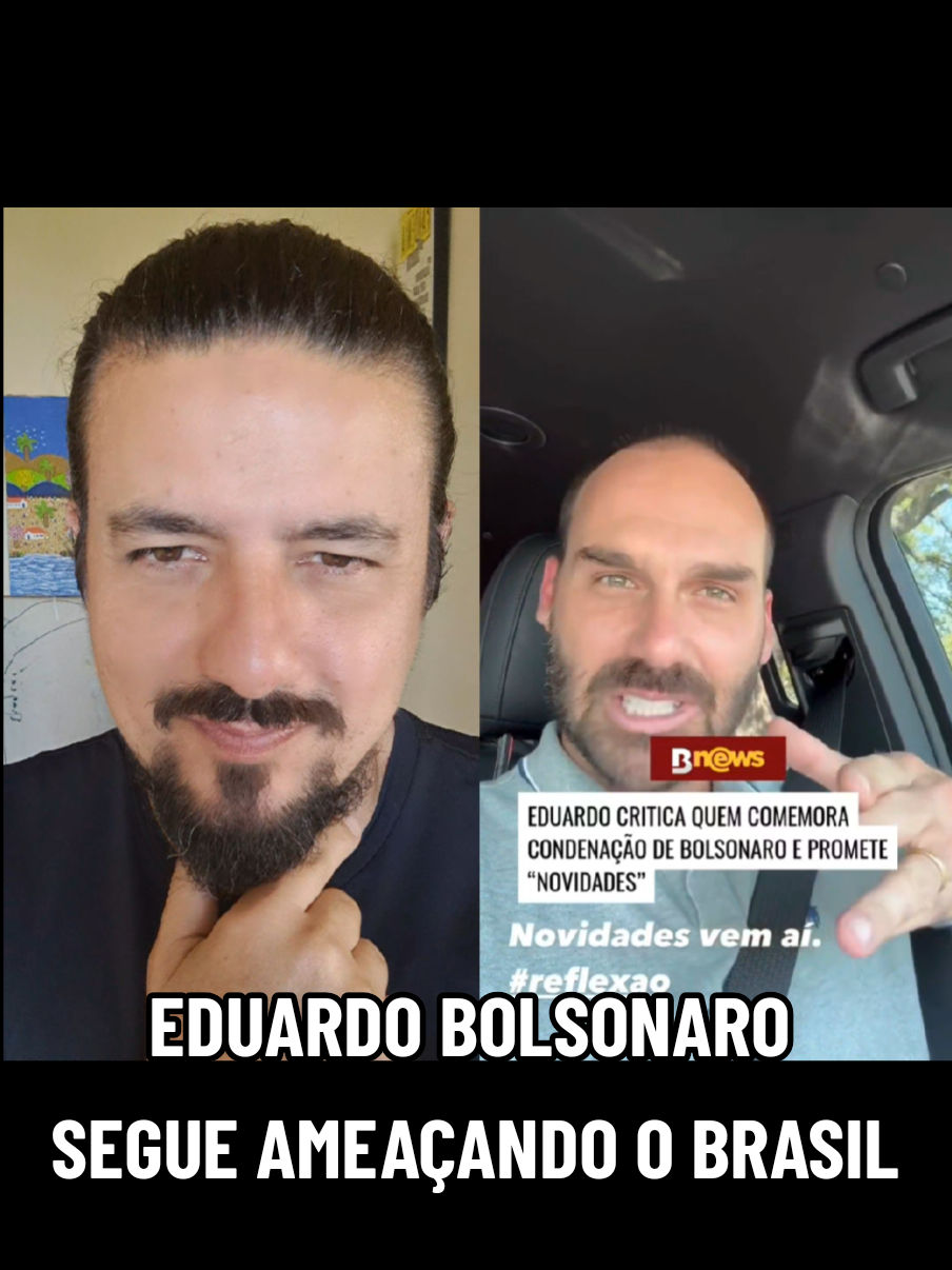 Logo após o resultado de condenação de Jair Bolsonaro o  seu filho Eduardo Bolsonaro postava vídeo ameaçando novamente Alexandre de Moraes e o Brasil.