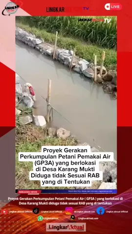 Proyek Gerakan Perkumpulan Petani Pemakai Air ( GP3A ) yang berlokasi di Desa Karang Mukti diduga tidak sesuai RAB yang di tentukan KARANGBAHAGIA, KABUPATEN BEKASI, Jawa Barat || LINGKARAKTUAL.COM || – Proyek pekerjaan kelompok Tani yang biasanya disebut Mitra Cai atau Gabungan Perkumpulan Petani Pemakai Air (GP3A) yang sumber Dana dari pemerintah Provinsi, yang dikerjakan CV PUTRA KALI CITARUM anggaran APBD tahun 2025 dengan No Kontrak 003.3.375.937/DISTAN 2025 dengan nilai Rp 167.218.046, yang berhubungan dengan Balai Besar Wilayah Sungai (BBWS) yang selalu di gelontorkan dari Provinsi dalam bentuk Aspirasi Dewan yang tujuannya untuk para Petani, bentuk kegiatannya saluran air atau irigasi pertanian. Jumat (12/09/2025). Dalam kegiatan Proyek GP3A banyak sekali kelompok Tani yang di beri amanat dari pemerintah Provinsi untuk membangun saluran irigasi untuk pengairan persawahan asal jadi sebab pekerjaannya menyalahi Rencana Anggaran Biaya (RAB), seperti tidak ada Alat Pelindung Diri (APD) atau K3 para pekerja, kegiatan atau papan Informasi terkait nama kelompok Tani tidak sesuai di derap kegiatan sama dipapan informasi. Anggaran yang di gelontorkan oleh pemerintah Provinsi yang terjadi di kelompok Tani : P3A iTani Mukti dan P3A Mukti Mandiri yang pengelola ketua kelompok Tani Iwang yang berlokasi di Desa Karang Mukti Kecamatan Karang Bahagia Kabupaten Bekasi Jawa Barat. Pekerja ketika di wawancara awak media dilokasi Pekerjaan, awak media menanyakan terkait pemasangan batu gunung kenapa masang batunya di pasang miring bang, hanya dua batu? Tanya awak media kepada tukang, iya menjawab, “itu bukan saya yang mengerjakan pak, yang pertama, saya hanya meneruskan melanjutkan, itu bukan saya yang pertama melainkan orang lain, tanya lagi awak media,” tukang yang pertama memangnya orang mana bang? bukan orang karang Mukti..!! kalau abang orang mana, ni saya orang Karang Mukti asli, “Ucap tukang pada awak media. Pemasangan batu pendam hanya digali 45 cm, dan bekas lumpurnya tidak diangkat terlihat masih pada menumpuk disaluran air, dengan pemasangan batu seperti itu dimungkinkan tidak akan bertahan lama, apabila pematangnya bergerak sudah pasti batunya pada gempar, sebab pemasangan batu di tumpuk diatas galengan, pemasangan batunya tidak ditumpuk, padahal pemerintah sudah sangat peduli para petani untuk lahan pengairan persawahan, tapi para pelaku pekerjanya tidak profesional dalam hal pekerjannya. Penulis : Asun Nirwanto Editor: Jefri Susanto #Karangbahagia #viral  #sorotan  #fypppppppppppp  #korupsi 