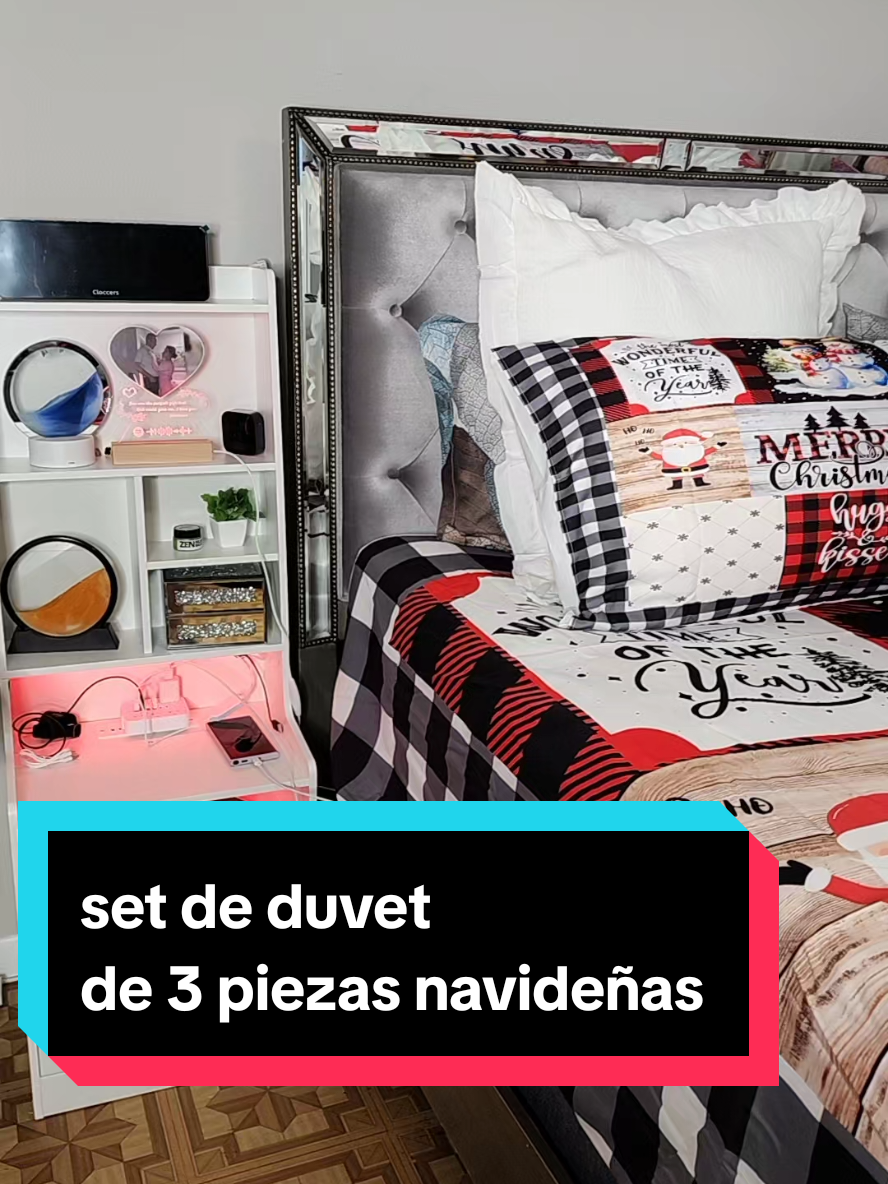 #TikTokShopBacktoSchool #dealsforyoudays  set de duvet de 3 piezas y tu amas la navidad la esperada. ob ansias i o no yo muero pir q llegue la fecha navideña por eso empiezo a prepararme ci. tiempo y antes de que estos precion se ballanalas nubes #3Pcs Black White Grid Contempo