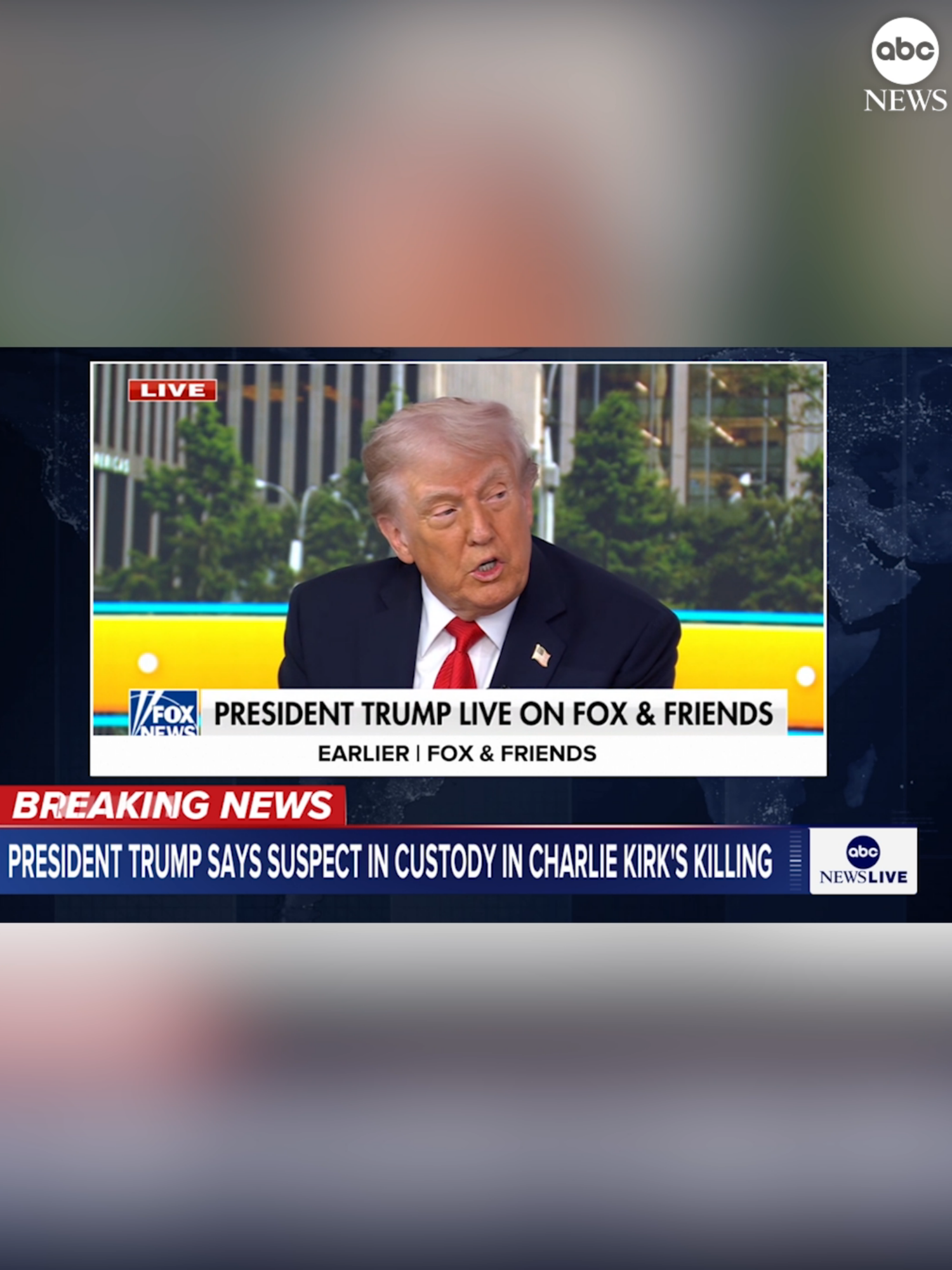 A person is in custody in the fatal shooting of conservative activist Charlie Kirk, President Trump said. 